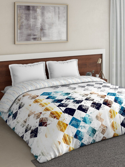 

DDecor White & Blue Geometric Mild Winter 150 GSM Double Bed Comforter