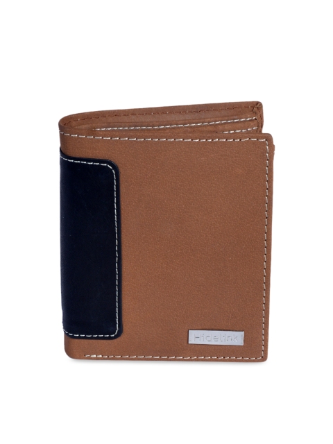 

Hidelink Men Brown & Navy Blue Solid Two Fold Wallet