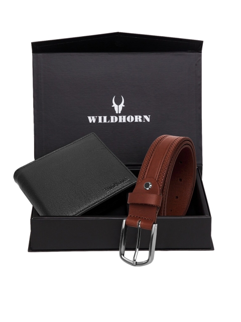 

WildHorn Men Black & Brown RFID Protected Genuine Leather Accessory Gift Set