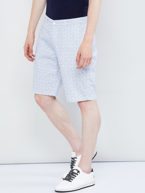 

max Men White Printed Regular Fit Regular Shorts