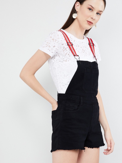 

max Women Black Solid Dungarees