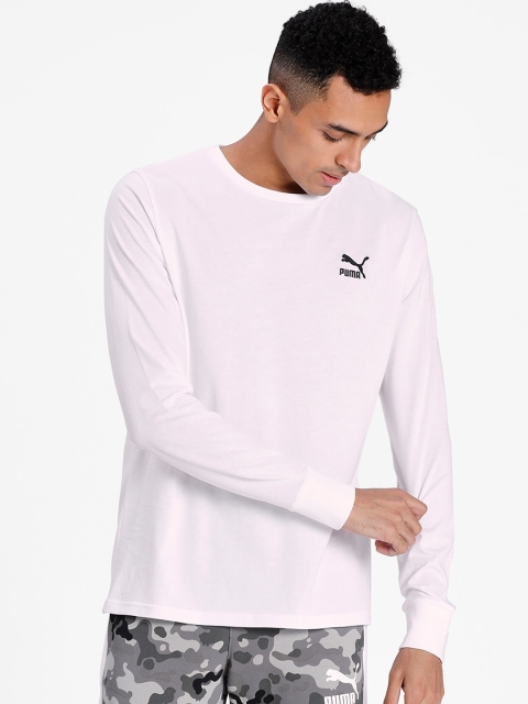 

Puma Men White Solid Round Neck T-shirt