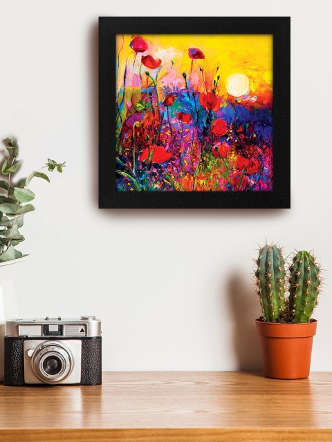 

Story@home Yellow & Red Hand Painted Exclusive Frame Blooming Sunrise Art Painting