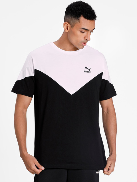 

Puma Men Black Colourblocked Round Neck Iconic MCS T-shirt