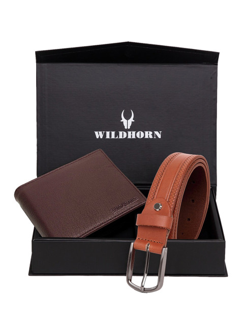 

WildHorn Men Brown RFID Protected Genuine Leather Accessory Gift Set