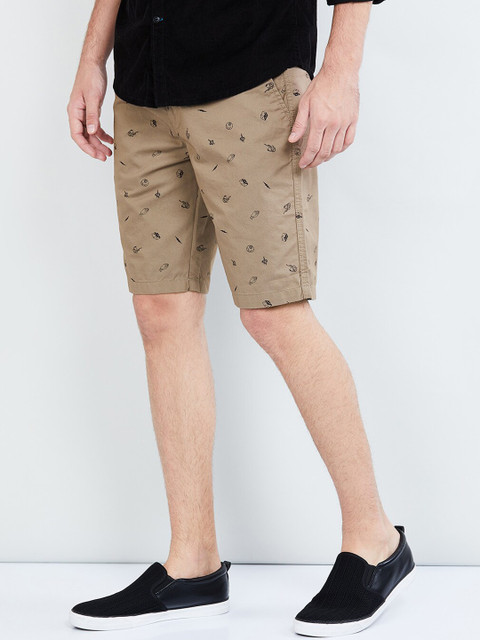 

max Men Brown Printed Regular Fit Regular Shorts