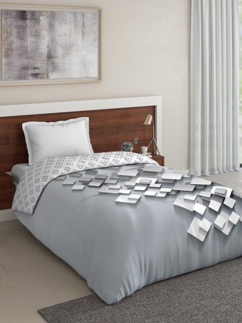 

DDecor Grey & White Geometric Mild Winter 150 GSM Single Bed Comforter