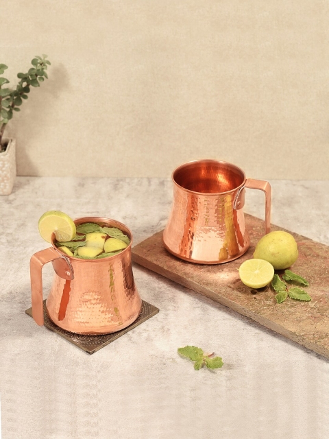 

Unravel India Copper 2 Pcs Solid Mugs Set