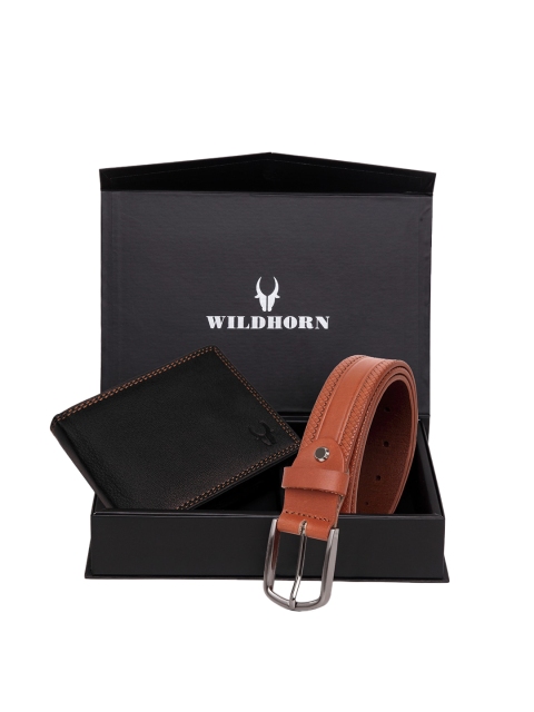 

WildHorn Men Black & Brown RFID Protected Genuine Leather Accessory Gift Set
