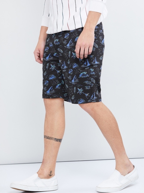 

max Men Black Printed Regular Shorts