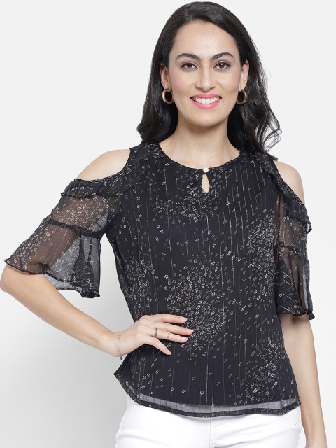 

NIXX Women Black Floral Printed Top
