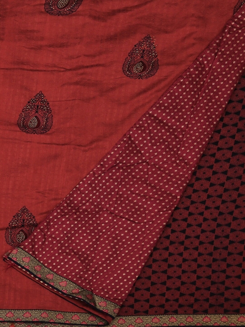 

Pothys Brown & Black Jute Silk Floral Printed Saree