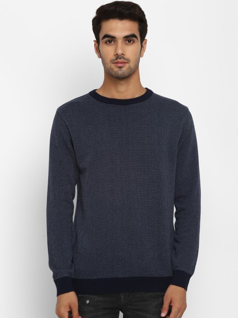 

METTLE Men Blue Printed Pullover Sweater