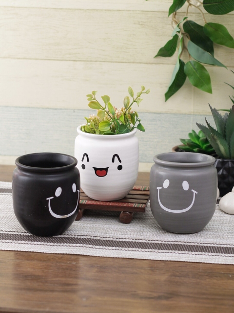 

Aapno Rajasthan Set Of 3 Multicoloured Printed Ceramic Planters, White