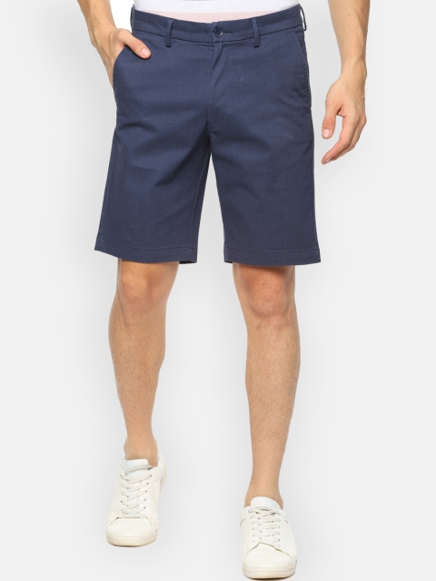 

V Dot Men Navy Blue Solid Regular Fit Regular Shorts