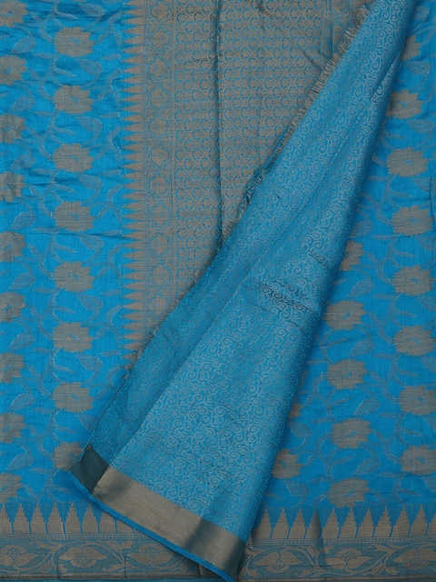 

Pothys Blue Printed Jute Silk Saree
