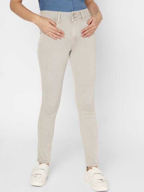 

Deal Jeans Women Cream-Coloured Regular Fit High-Rise Clean Look Jeans