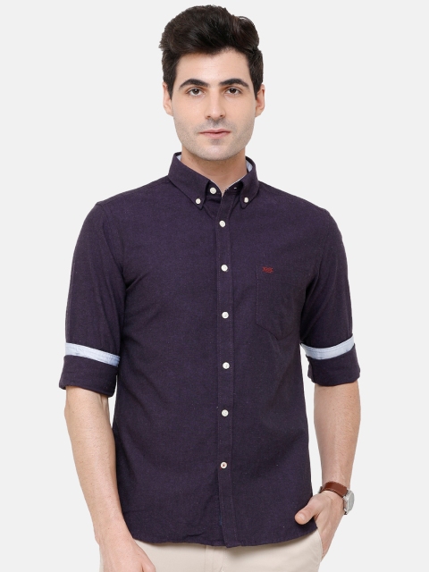 

Double Two Men Purple Comfort Slim Fit Solid Casual Shirt
