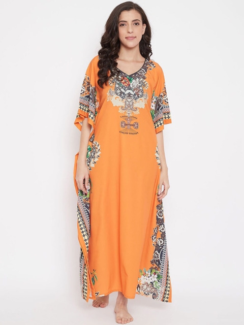 

The Kaftan Company Orange Printed Nightdress