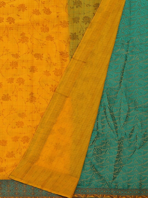 

Pothys Yellow & Green Poly Georgette Printed Saree