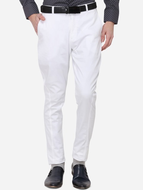 

JADE BLUE Men White Tapered Fit Solid Formal Trousers