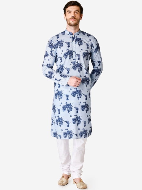 

TABARD Men Blue Printed Straight Kurta