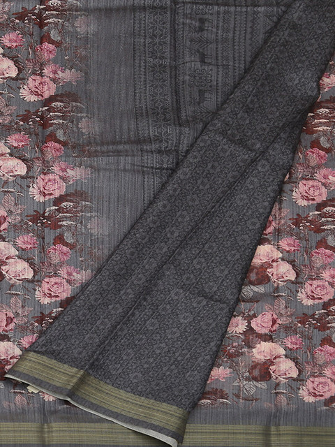 

Pothys Grey Solid Jute Silk Saree