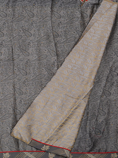 

Pothys Grey Printed Poly Georgette Saree