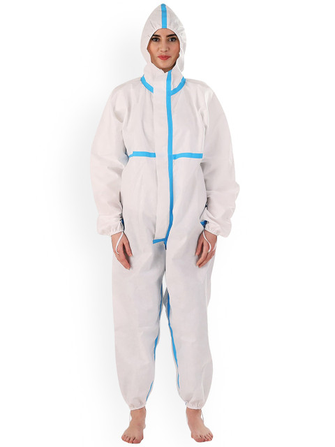

OBERNIZE Unisex White & Blue Protective Bodysuit