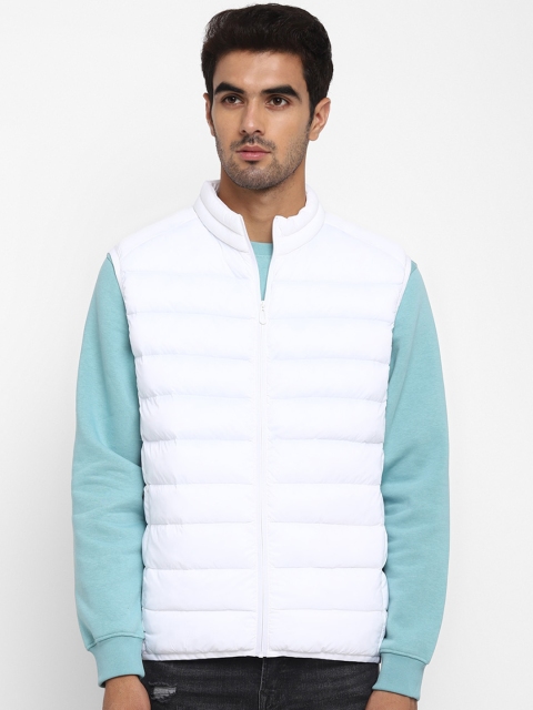 

METTLE Men White Striped Puffer Jacket
