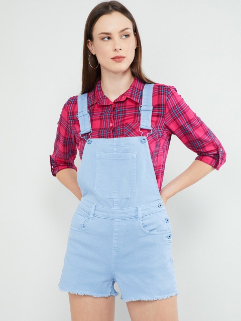 

max Women Blue Solid Dungarees