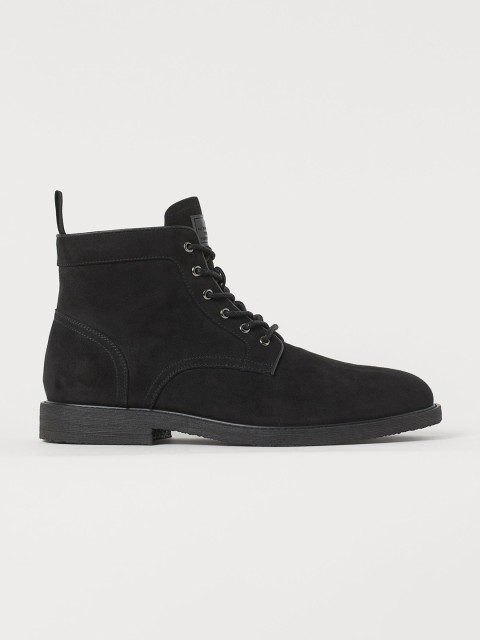 

H&M Men Black Solid Zip-Up Boots