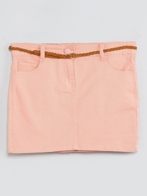 

max Girls Orange Solid Denim Skirt