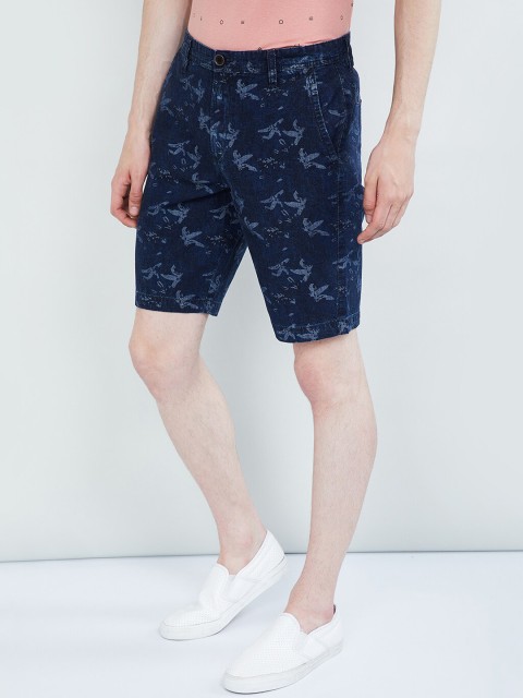

max Men Blue Printed Regular Fit Regular Shorts