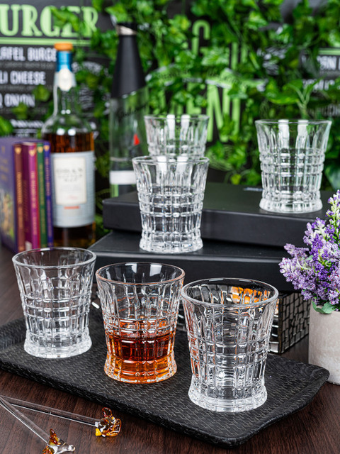 

GOODHOMES Set of 6 Solid Transparent Whisky Tumbler Glass