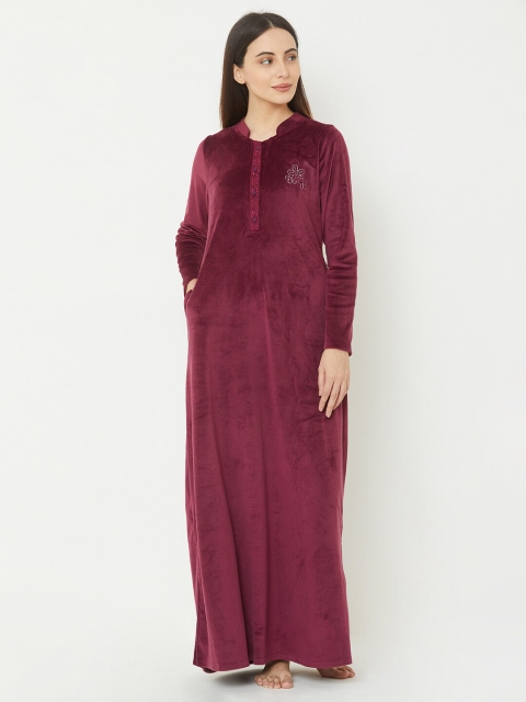 

Sweet Dreams Burgundy Printed Nightdress