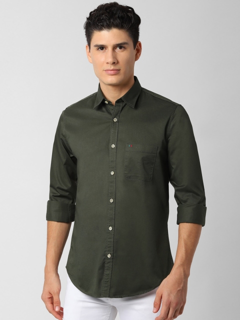 

Peter England Casuals Men Olive Green Slim Fit Solid Casual Shirt
