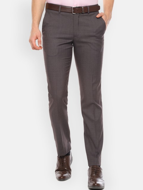 

Louis Philippe Men Brown Slim Fit Checked Formal Trousers