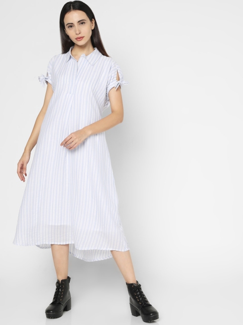 

Deal Jeans Women Blue Striped A-Line Dress