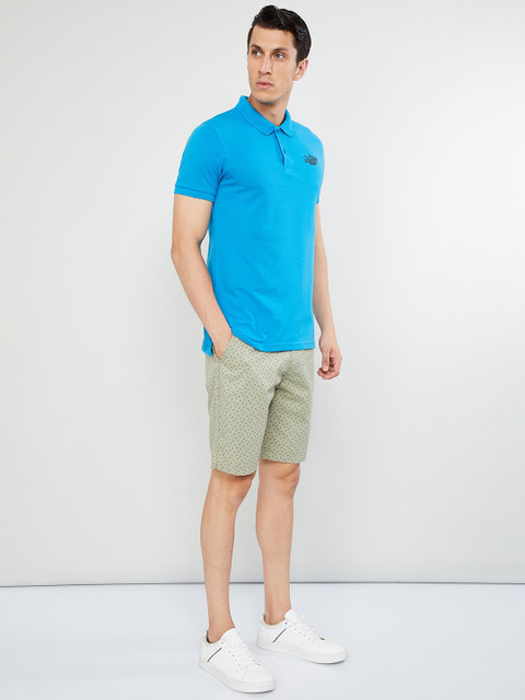 

max Men Green Solid Regular Fit Regular Shorts