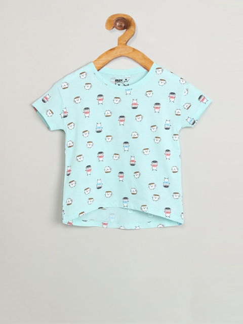 

max Girls Green Printed Top