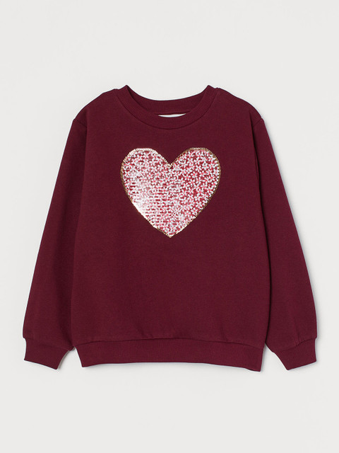 

H&M Girls Maroon Embellished Sweatshirt