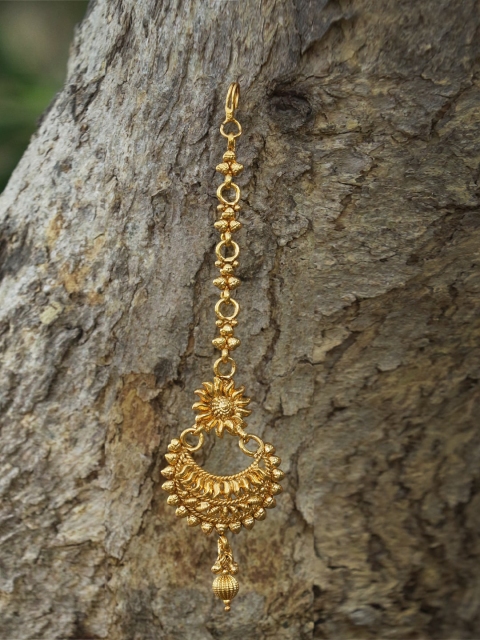

Adwitiya Collection 24 Ct Gold-Plated Handcrafted Maang Tikka