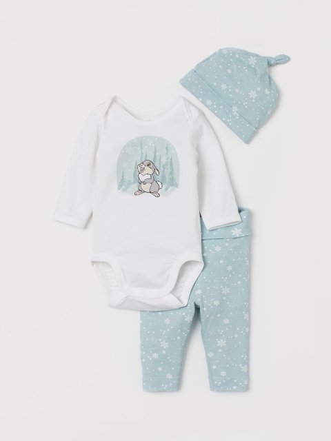 

H&M Infant Girls 3-Piece Jersey Set, Turquoise blue