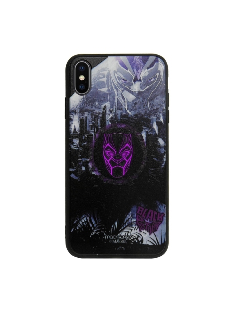 

macmerise Black & Purple Marvel Comics King Of Wakanda Lumous iPhone X Back Case