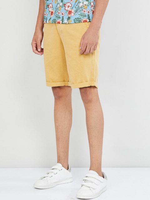 

max Men Mustard Yellow Solid Slim Fit Regular Shorts