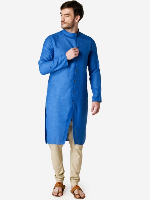 

TABARD Men Blue Solid Straight Kurta