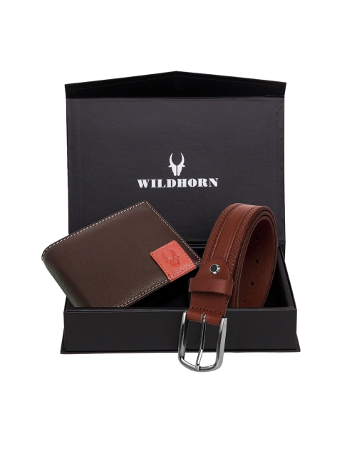 

WildHorn Men Brown RFID Protected Genuine High-Quality Leather Wallet & Belt Accessory Gift Set