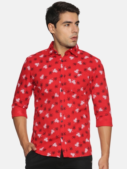 

Chennis Men Red & White Slim Fit Floral Printed Casual Shirt