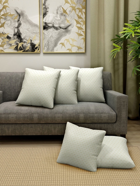 

KLOTTHE Set Of 5 Off-White & Gold-Coloured Embroidered Square Cushions
